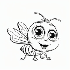 bee children coloring book page isolated