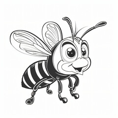 bee children coloring book page isolated