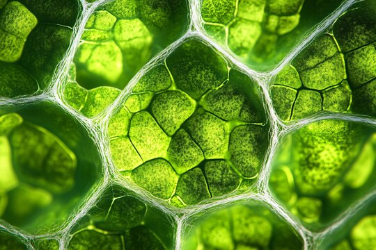 Green Plant Cell Structure Close Up