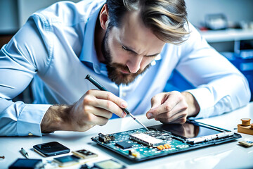 Businessman hand assembling green jigsaw puzzle. Businessman interacting gawith a blue plus sign rep. Check mark with businessman high quality 3d rend. 