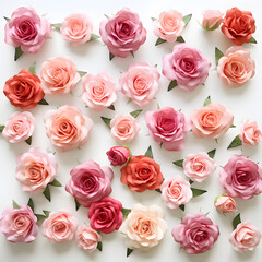 Fototapeta premium roses in different colors on white background AI generative