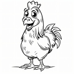 cartoon of a Chicken children coloring book page