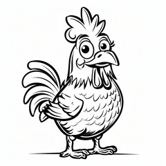 cartoon of a Chicken children coloring book page
