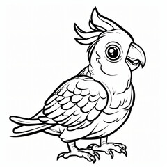 Cockatoo children coloring book page isolated