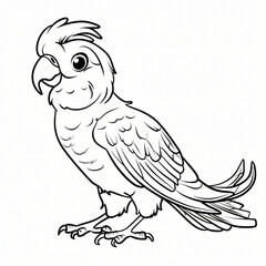 Cockatoo children coloring book page isolated