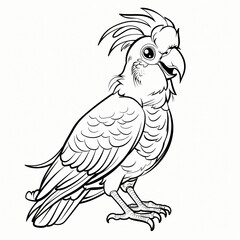 Cockatoo children coloring book page isolated
