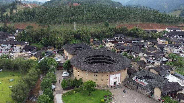 aerial view of the tulous of Fujian in China