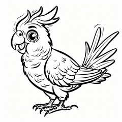 Cockatoo children coloring book page isolated