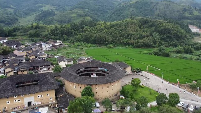 aerial view of the tulous of Fujian in China