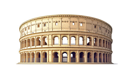 Colosseum in Rome Italy historic landmark isolated on white background