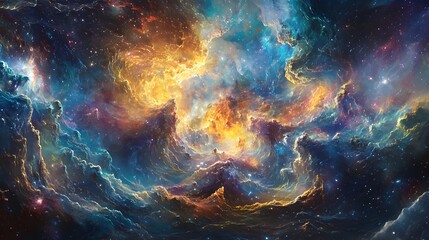 Fototapeta premium Mesmerizing Cosmic Explosion A Vibrant Interstellar Dance of Energy and Light