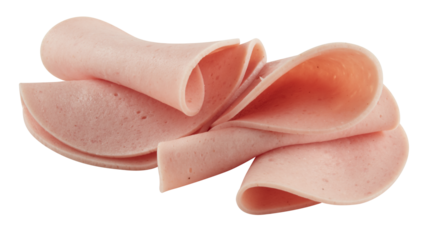 Fresh ham slices stacked on top of each other