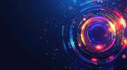 Obraz premium Abstract digital art with glowing circles