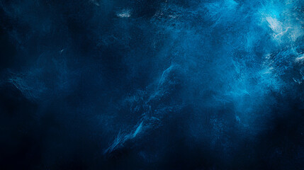 Dark grainy background, glowing blue abstract noise texture shape on black banner poster header backdrop, copy space 