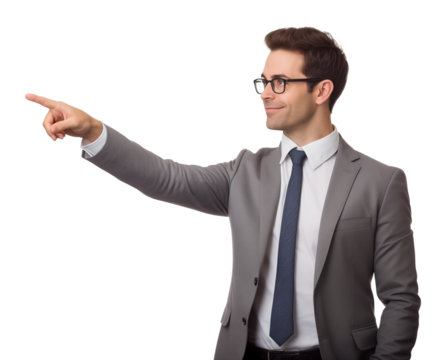 Businessman Pointing Isolated on Transparent Background PNG
