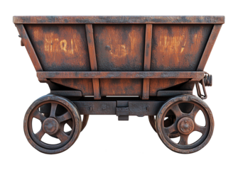 Mine Cart Side View Isolated on Transparent Background PNG

