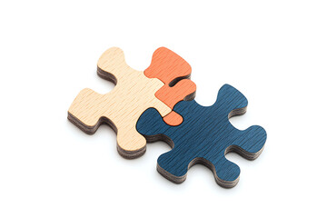 Obraz premium A simple and isolated image of a puzzle on a white background, representing problem-solving, connection, and the process of fitting pieces together to form a whole.