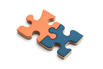 Fototapeta premium A simple and isolated image of a puzzle on a white background, representing problem-solving, connection, and the process of fitting pieces together to form a whole.
