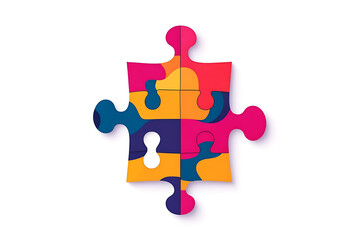 A simple and isolated image of a puzzle on a white background, representing problem-solving, connection, and the process of fitting pieces together to form a whole.