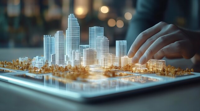 Buildings Permit concept with imaginary cadastral on digital tablet  building activity and construction industry with General Urban Plan : Generative AI