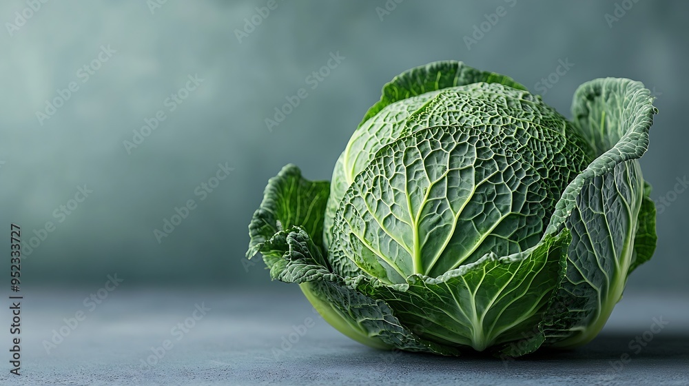 Poster fresh ripe cabbage vegetable isolated on a white background : generative ai