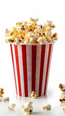 Popcorn in large bucket White background