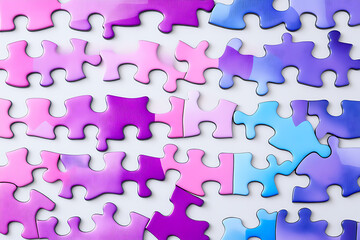 A simple and isolated image of a puzzle on a white background, representing problem-solving, connection, and the process of fitting pieces together to form a whole.