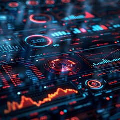 Fototapeta premium Futuristic Holographic Financial Data Visualization Showcasing Technological Advancements in Finance and Growth Concepts