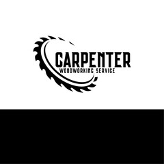 Carpentry Woodworks Retro Carpenter Sawmill Logo Vector Template Design 