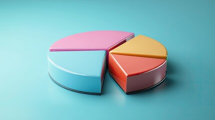 A financial pie chart with 3D effects and clean divisions, symbolizing market analysis and successful strategies