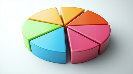 Obraz premium A financial pie chart with 3D effects and clean divisions, symbolizing market analysis and successful strategies