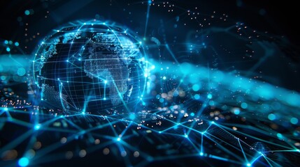 Obraz premium Holographic globe with interconnected padlocks showcasing global online privacy