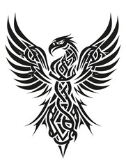 Fototapeta premium Phoenix Rising head very simple traditional tattoo flash styles illustration