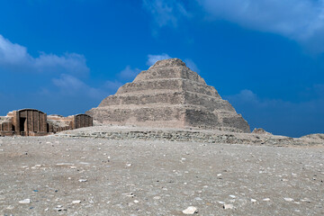 the Step Pyramid of king Djoser. the first pyramid built in Egypt at Saqqara. Egypt.