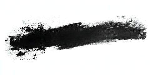 A striking black paint stroke on a white background, perfect for artistic designs and creative projects.