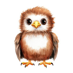 Obraz premium A cute baby eagle watercolor clipart, perfect for nursery, isolated on white background
