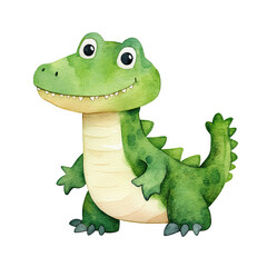 Fototapeta premium crocodile watercolor clipart, perfect for nursery, isolated on white background