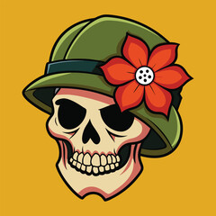 Elegant Skull in Hat with Flower