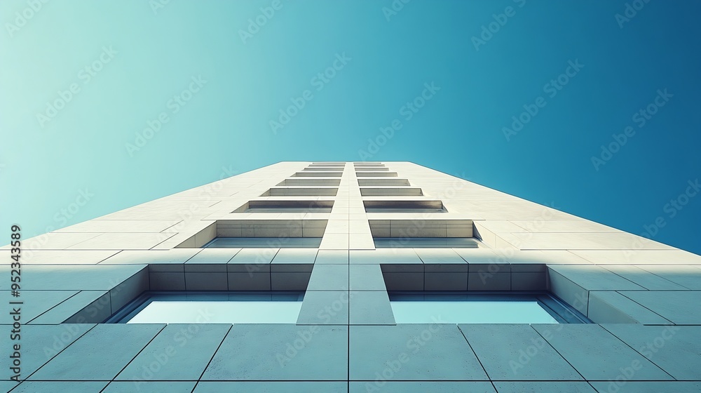 Poster residential building bottom view modern apartment building on a sunny day facade of a modern apartme