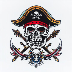 Fototapeta premium pirates very simple traditional tattoo flash styles illustration