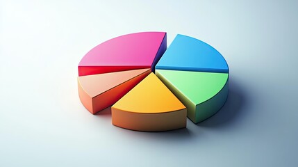 Fototapeta premium A minimalist financial pie chart with clean divisions and vibrant colors, symbolizing market analysis.