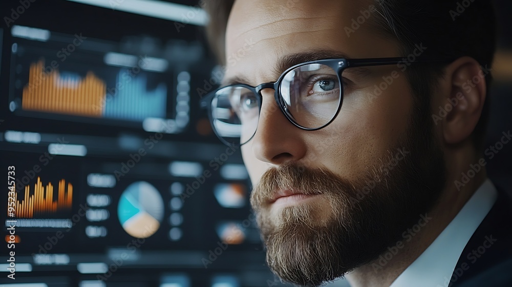 Poster Analyst working in Business Analytics and Data Management System to make report with KPI and metrics connected to database Corporate strategy for finance operations sales marketing : Generative AI