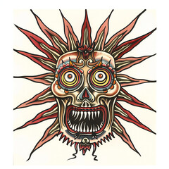 Poltergeist head very simple traditional tattoo flash styles illustration