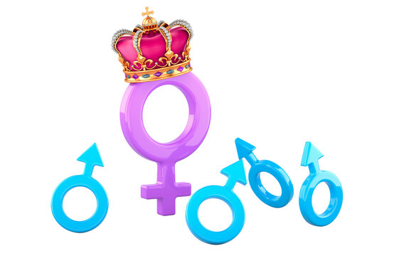 Matriarchy or Feminism, concept. 3D rendering isolated on transparent background