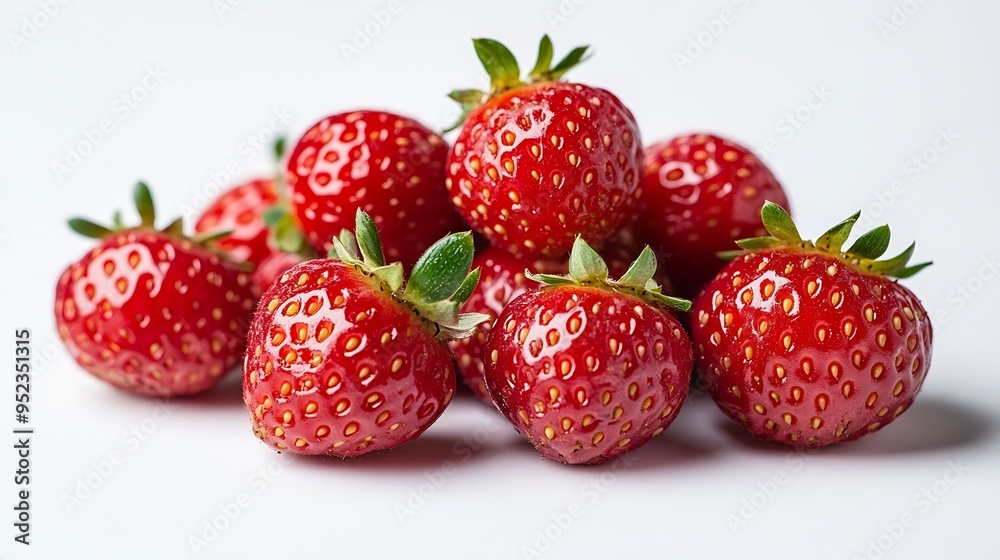 Poster red strawberries isolated on a white background : generative ai