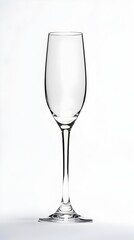 Solitary Champagne Flute on Crisp White Backdrop Minimalist Elegance and Sophisticated Aesthetic