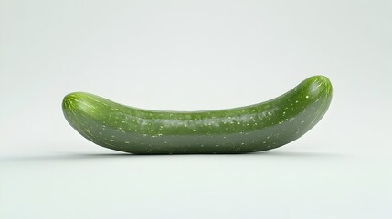 Solitary Cucumber Against Stark White Backdrop Captured in Crisp Detail