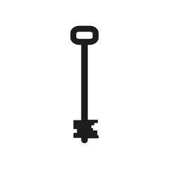 A simple flat vector illustration on a white background. The black silhouette of the key