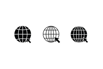 Globe Icon vector illustration, Go to web symbol icon, www symbol, Web icon, website, homepage icon set, earth clip art, globe symbol isolated white background