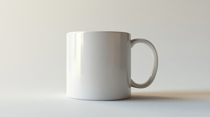 Fototapeta premium Clean white mug, isolated on a white background, 3D render illustration, copy space for stock photo with minimal concept, No logo, No Trademark, No text